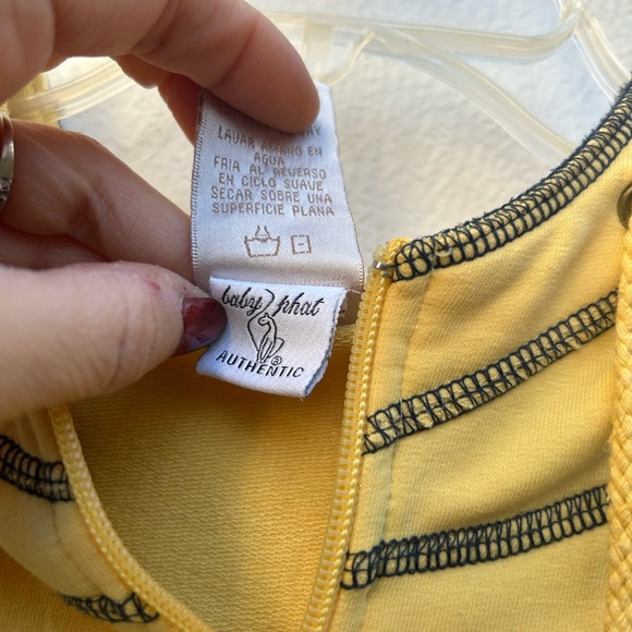 Baby Phat zip up hoodie WOMENS sz M yellow cotton blend authentic rhinestones - Picture 3 of 10